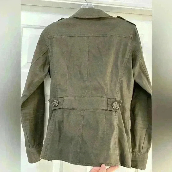 CAbi 493 Olive Green Military Button Up Cargo Jacket Womens‎ Size XS Stretch - Picture 3 of 6